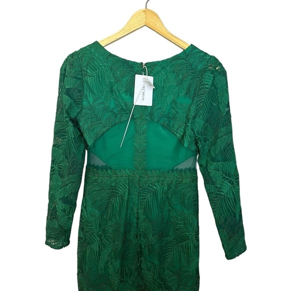 NWT Marchesa Notte Embroidered Gown Green Formal Dress 2 - Picture 9 of 12